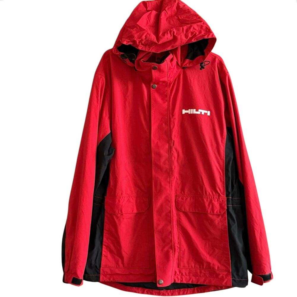 Hilti hooded Wind Stopper zip jacket red white black men’s 2XLT 2X tall coat